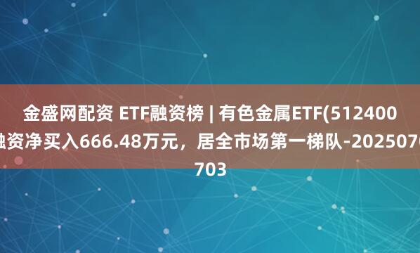 金盛网配资 ETF融资榜 | 有色金属ETF(512400)融资净买入666.48万元，居全市场第一梯队-20250703