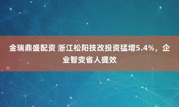 金瑞鼎盛配资 浙江松阳技改投资猛增5.4%，企业智变省人提效