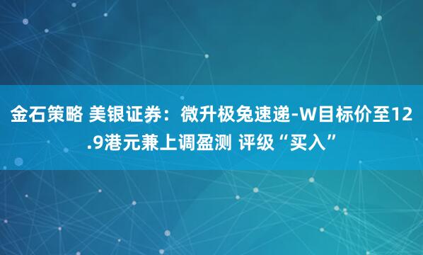 金石策略 美银证券：微升极兔速递-W目标价至12.9港元兼上调盈测 评级“买入”
